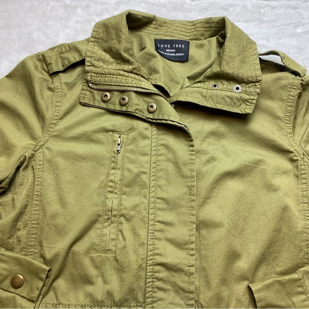 Love Tree Green Military Style Jacket Size Medium - Picture 9 of 14